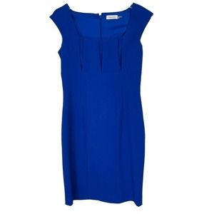 Calvin Klein Dress Womens 6 Royal Blue Knee Length Empire Waist Work Dress